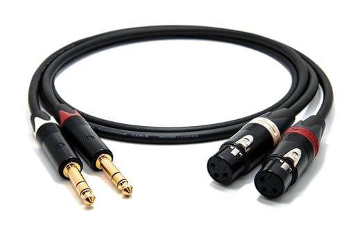 enoaudio Mogami 2534 Quad Stereo Paar (L,R) Audio Kabel Symmetrische | Neutrik Gold 6,3mm TRS klinke - XLR female | HiFi, 0.5 m von enoaudio