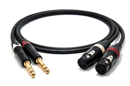 enoaudio Mogami 2534 Quad Stereo Paar (L,R) Audio Kabel Symmetrische | Neutrik Gold 6,3mm TRS klinke - XLR female | HiFi, 0,5 m von enoaudio