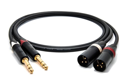 enoaudio Mogami 2534 Quad Stereo Paar (L,R) Audio Kabel Symmetrische | Neutrik Gold 6,3mm TRS klinke - XLR male | HiFi, 1,0 m von enoaudio