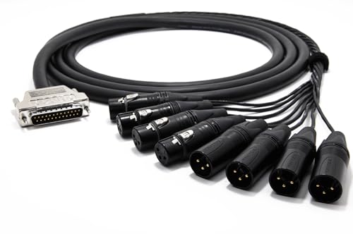 enoaudio Mogami 3162 8 Multicore Digital Kabel AES/EBU 110 Ohm Breakout | Gold D-Sub 25 - Neutrik XLR | HiFi, kompatibel mit Tascam Pinout, 1,0 m von enoaudio