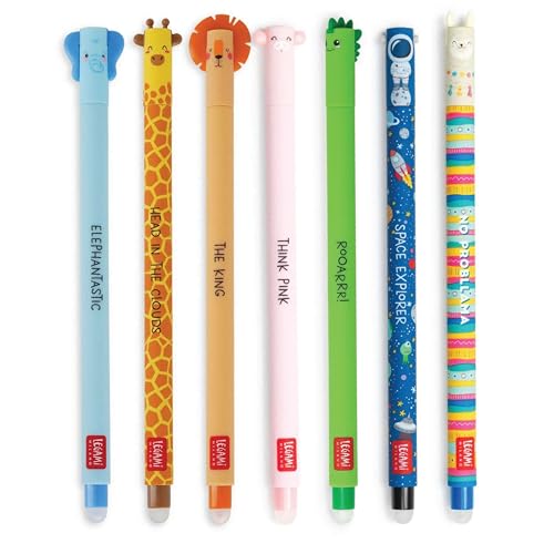 Legami Radierbare Stifte Set mit 7 Legami löschbaren Gelstiften, zum Ausreiben von niedlichen Kawaii-Stiften von enole