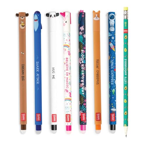 Legami Radierbares Stifte Bündel, Set mit 7 löschbaren Legami-Gelstiften, zum Ausradieren, niedoiche Kawaii Stifte für Schule, Büro von enole