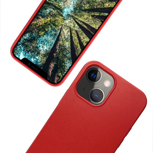 eplanita Bio iPhone 13 Hülle, Biologisch abbaubar Pflanzenfaser und weiche TPU, Drop-Schutz-Abdeckung, Umweltfreundlich Null Müll (iPhone 13 Mini, Rot) von eplanita