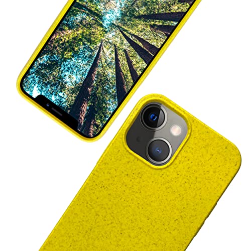 eplanita Bio iPhone 13 Mini Hülle, Biologisch abbaubar Pflanzenfaser und weiche TPU, Drop-Schutz-Abdeckung, Umweltfreundlich Null Müll (iPhone 13 Mini, Gelb) von eplanita