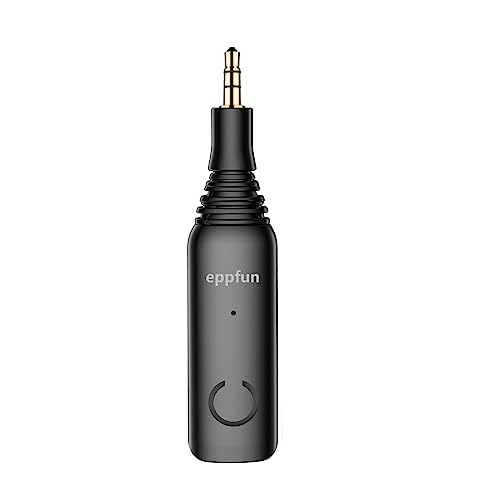 eppfun AK8675R Bluetooth 5.2 Empfänger, aptX-Adaptive Bluetooth Aux Adapter Receiver mit Mikrofon Freisprechanrufe, für Kopfhörer/Lautsprecher/Auto/Heimstereoanlage (Schwarz) von eppfun