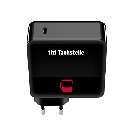 equinux tizi Tankstelle USB-C (60W) - schwarz - PD-Ladegerät (Wandladegerät mit Power Delivery) - kompatibel mit Apple MacBook Pro, iPad, iPhone. Netzteil für Reisen (100-240V) von equinux