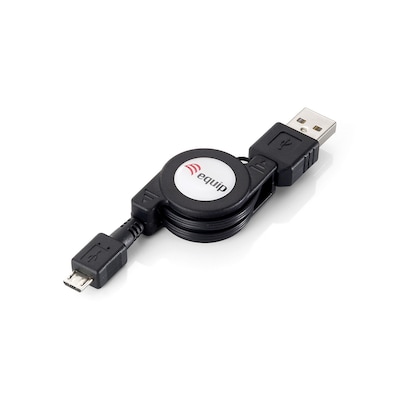 EQUIP 128595 USB 2.0  A to Micro-B ausziehbares Kabel, 1.0m , Schwarz von equip