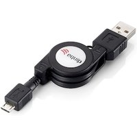 EQUIP 128595 USB 2.0  A to Micro-B ausziehbares Kabel, 1.0m , Schwarz von equip