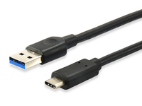 Equip Kabel USB-A 3.2 -> C       St/St  1.00m 3A/20V      sw Polybeutel von equip