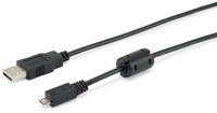 Equip Kabel USB-A 2.0 -> micro B St/St  1.00m Ferrit schwarz Polybeutel von equip