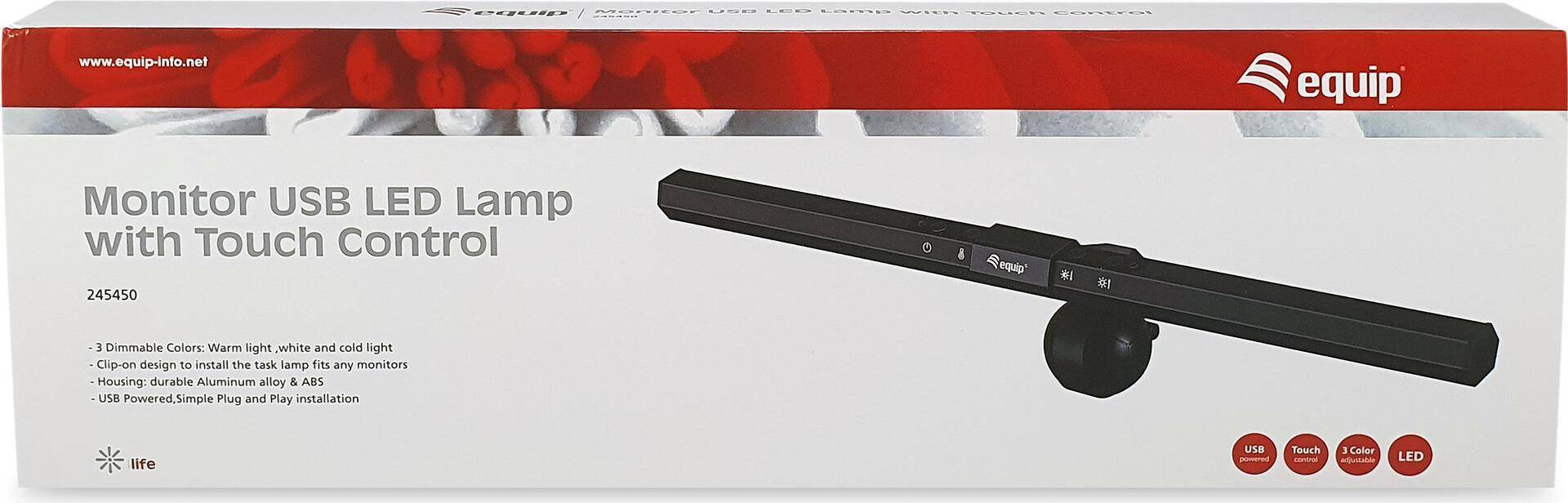 Equip Monitor USB-LED-Lampe mit Touch-Steuerung - Schwarz - Aluminium - Kunststoff - 2800 K - 6500 K - Tasten - China (245450) von equip