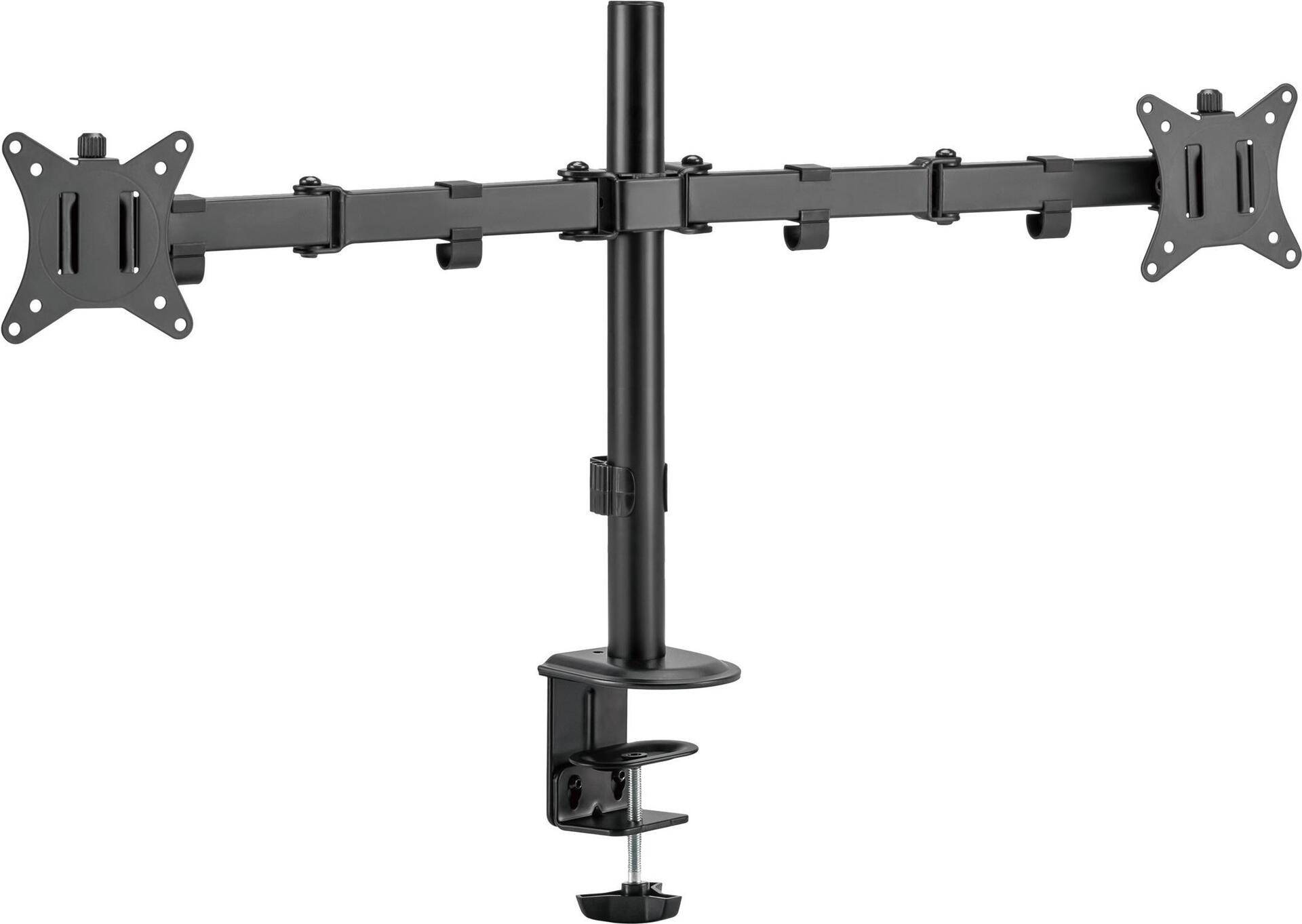 equip - Befestigungskit (Klammer, Tischplattenbohrung, Tischmontage, Klammer) - neigbar - für 2 LCD-/Plasma-Konsolen - Kunststoff, rostfreier Stahl - Schwarz - Bildschirmgröße: 43.2-81.3 cm (17-32) von equip