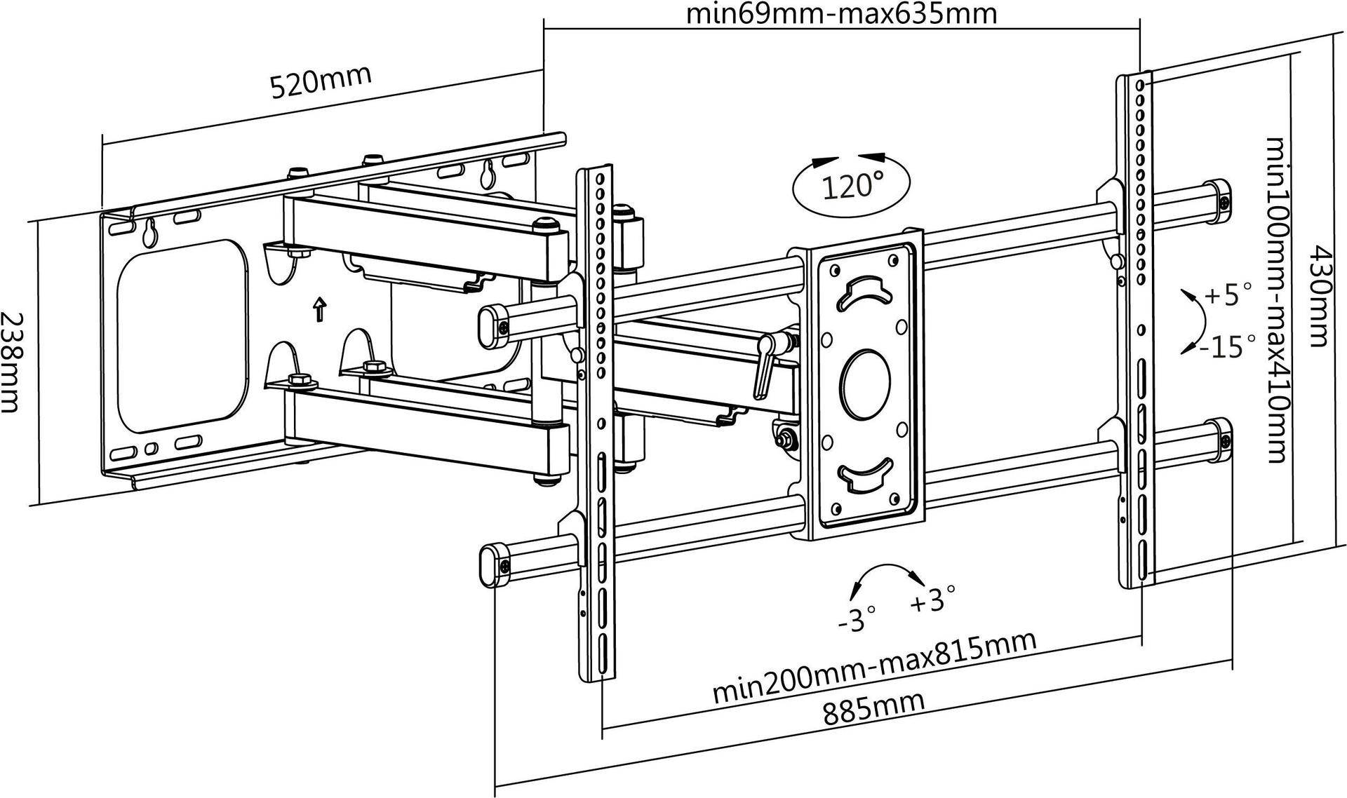 equip - Wandhalterung für Plasma/LCD/TV (neig- und schwenkbar) - Stahl - Schwarz - Bildschirmgröße: 94-229 cm (37-90) (650324) von equip