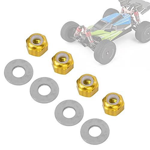 RC Rad mutter, 4 Stück 1 Satz Rad hex Lock Nuss 5 mm 0,2 in Aluminium verbesserte Ersatzteile für 1/14 144001 RC Auto (Gelb A949-49y) von equlup