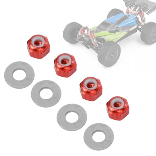 RC Rad mutter, 4 Stück 1 Satz Rad hex Lock Nuss 5 mm 0,2 in Aluminium verbesserte Ersatzteile für 1/14 144001 RC Auto (Red A949-49r) von equlup