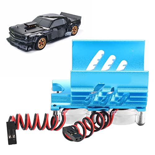 Twin -Lüfter Motor Kühlkörper, 60x46x43mm Doppelventilator Motorkühlkühler für 1/8 RC -Auto, 1/7 ZD Racing Ex07 Fernbedienungsauto (Blue) von equlup