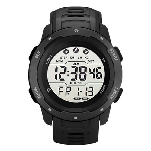 equlup Digitale Sportuhr mit LED-Bildschirm, wasserdicht, lässig, Stoppuhr, Alarm, Herren- und Damen-Digital-Sportuhr (Black) von equlup
