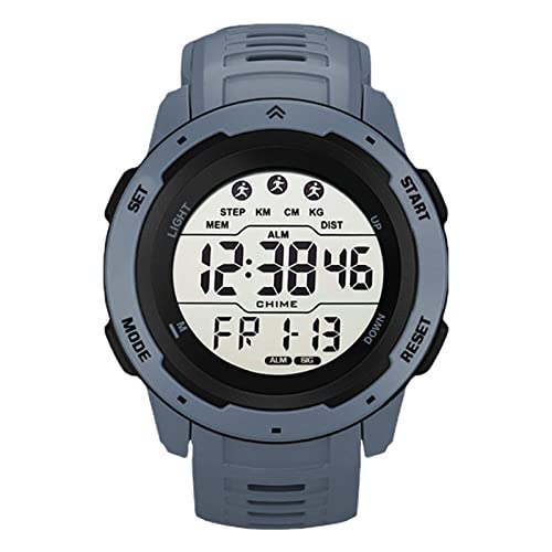 equlup Digitale Sportuhr mit LED-Bildschirm, wasserdicht, lässig, Stoppuhr, Alarm, Herren- und Damen-Digital-Sportuhr (Gray) von equlup