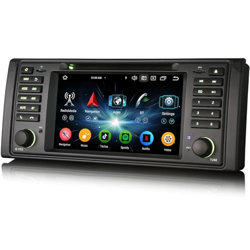 erisin 8-Kern [4G+64G] Android 14 Autoradio für BMW 5er E39 M5 GPS Navi Carplay Android Auto DSP Bluetooth 5.0 A2DP DVD DSP WiFi DAB+7 Zoll IPS Touchscreen DVR von erisin