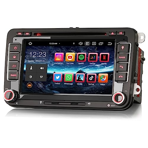 [8-Kern 4GB+64GB] Erisin 7" Android 13 Autoradio 2din mit GPS Navi CD Player für VW Passat Golf 5 Golf 6 Polo Tiguan Touran Polo EOS Seat Wireless Carplay Android Auto Bluetooth DSP WiFi DAB+ RDS von erisin