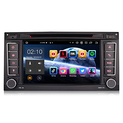 【8-Kern 4GB+64GB】 Erisin 7 Zoll Android 12 Autoradio Bluetooth mit GPS Navi Für VW T5 Multivan Transporter Touareg Unterstützt Wireless Carplay Android Auto WiFi 4G DAB+ DSP USB RDS OBD2 CD Player von erisin