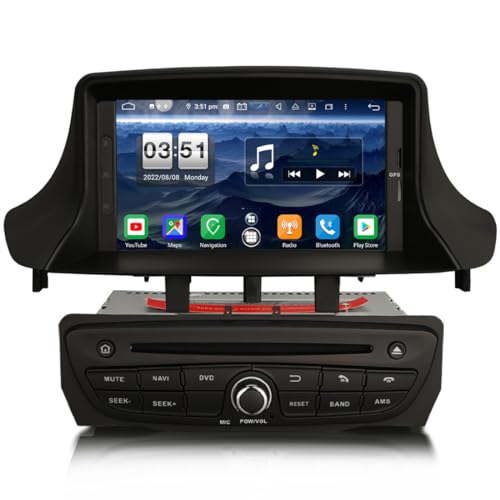 8-Kern Android 13 Autoradio für Renault Megane Ⅲ Fluence GPS Navi Carplay DSP Bluetooth A2DP DVB-T2 WiFi DVR DVD DAB+ 4GB RAM+64GB ROM von erisin