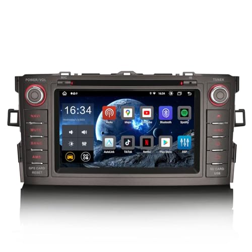 ERISIN 8-Kern 4GB RAM+64GB ROM Android 12 Autoradio Bluetooth GPS Navi für Toyota Auris Corolla Altis Unterstützt Wireless Carplay DSP Android Auto FM RDS DVB-T2 WiFi CD Player DAB+ OBD2 USB von erisin