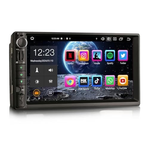 ERISIN 8-Kern Android 13 Doppel Din Universal GPS mit Navi Autoradio 7 Zoll Touchscreen Unterstützt Bluetooth 5.0 DAB+ Kabellos CarPlay Android Auto DSP A2DP DVB-T2 WiFi 4GB RAM+64GB ROM Bildschirm von erisin
