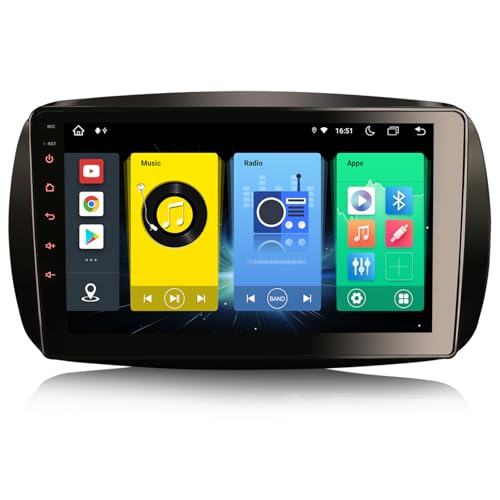 ERISIN 9 Zoll Android 13 4+64GB Autoradio für Mercedes-Benz SMART mit GPS-Navi Unterstützt Bluetooth WiFi 4G DAB + RDS Mirror- Link TPMS Eingebauter CarPlay DSP-Verstärker von erisin