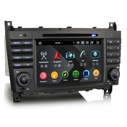 Erisin 4GB+64GB Android 13 Autoradio mit GPS Navigation für Mercedes Benz C/CLC/G-Klasse W203 W463 Bluetooth 5.0 Drahtlos CarPlay DSP WiFi DAB+ IPS Canbus 8-Kern 2.0GHz CPU (mit CD/DVD-Spieler) von erisin