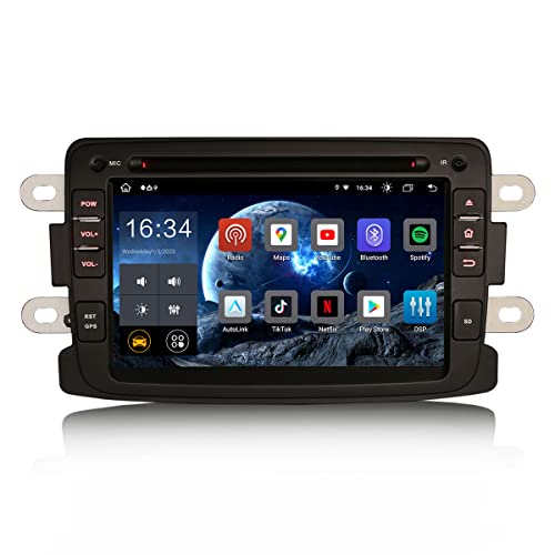 Erisin 7 Zoll 8-Kern 4GB+64GB Android 13 Autoradio Bluetooth GPS Navigation für Dacia Duster Sandero Logan Lodgy Dokker Renault Captur Unterstützt CarPlay Android Auto WiFi DAB+ OBD2 RDS CD DVD DSP von erisin