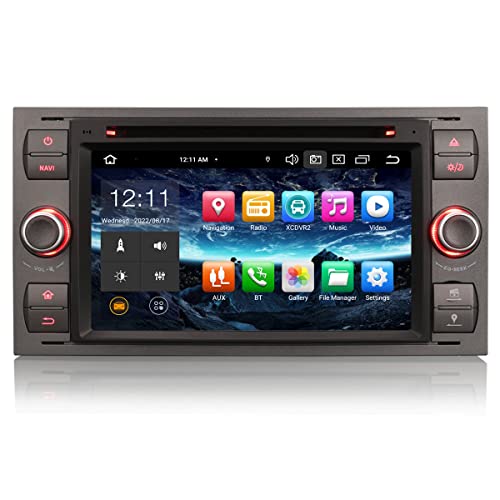 Erisin 7" 8-Kern 4GB RAM 64GB ROM Android 12 Autoradio Bluetooth GPS Navi Für Ford S-max C-max Focus Fiesta Galaxy Mondeo Transit Unterstützt Carplay Android Auto DAB+ DSP CD Player WiFi OBD2 RDS USB von erisin