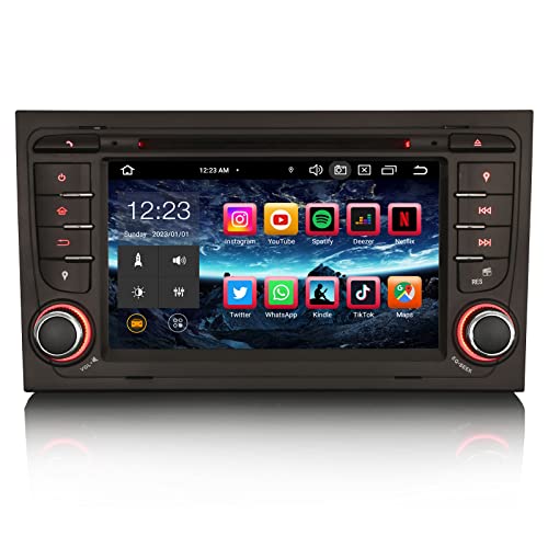 Erisin 7" Android 12.0 Autoradio mit Navi GPS Für Audi A4 S4 RS4 RNS-E Seat Exeo Bluetooth Carplay Android Auto DSP WiFi DAB+ SWC OBD2 CD Player DVB-T2 USB RDS Touchscreen 8-Kern 4GB RAM 64GB ROM von erisin