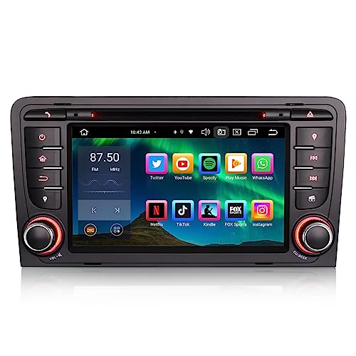 Erisin 7 Zoll 8-Kern 4GB+64GB Android 11 Autoradio mit GPS Navi CD Player Für Audi A3 S3 RS3 RNSE-PU WiFi Bluetooth A2DP Wireless CarPlay Android Auto DAB+ OBD2 RDS Canbus FM 4G DSP TPMS Radio DVB-T2 von erisin
