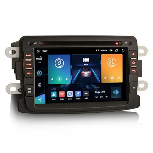 Erisin 7 Zoll 8-Kern 4GB+64GB Android 12 Autoradio mit GPS Navi für Renault Dacia Duster Logan Dokker Lodgy Sandero Captur Bluetooth Wireless CarPlay Android Auto DSP DAB+ WiFi OBD2 CD DVD RDS von erisin