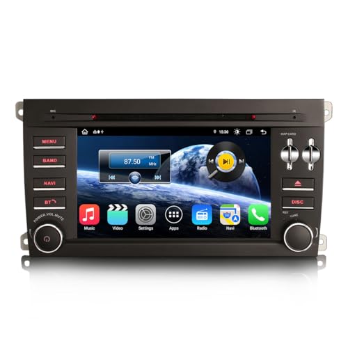 Erisin 7 Zoll 8-Kern 4GB+64GB Android 12 Autoradio mit GPS Navigation für Porsche Cayenne Unterstützt Bluetooth Kabelloses Carplay Android Auto WiFi DSP DAB+ USB FM RDS Canbus CD Player von erisin