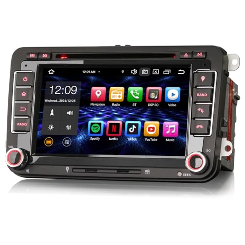 Erisin 7 Zoll 8-Kern 4GB+64GB Android 13 Autoradio mit GPS Navi Für VW Golf 5 Golf 6 T5 Touran Polo Sharan Passat Tiguan SEAT CD Player CarPlay Android Auto WiFi Bluetooth DAB+ OBD2 RDS OPS SWC USB von erisin