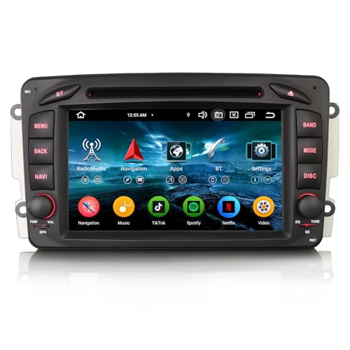 Erisin 7 Zoll 8-Kern 4GB+64GB Android 13 Autoradio mit GPS Navi für Mercedes A/C/G/CLK Klasse W209 W203 Viano Vito W463 Bluetooth 5.0 CarPlay Android Auto WiFi DSP DAB+ USB FM RDS OBD2 DVD CD Canbus von erisin