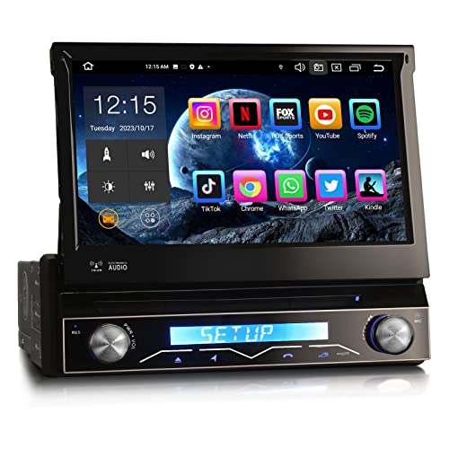 Erisin 7 Zoll 8-Kern 4GB+64GB Universal 1 Din Android 12 Autoradio Bluetooth GPS Navigation Unterstützt ​CD Player Wireless CarPlay Android Auto WiFi DSP OBD2 USB RDS 4G DVB-T2 DVD Touchscreen von erisin