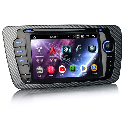 Erisin 7 Zoll 8-Kern 4GB RAM+64GB ROM Android 13 Autoradio Bluetooth 5.0 GPS Navigation für SEAT Ibiza, Autoradio 2Din Unterstützt Wireless CarPlay Android Auto WiFi DSP DAB+ USB FM RDS OBD2 DVD SWC von erisin