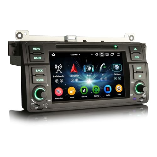 Erisin 7 Zoll 8-Kern 4GB RAM+64GB ROM Android 14 Autoradio mit GPS Navi für BMW E46 3er 318d 320 325i M3 Rover 75 MG ZT Bluetooth 5.0 CarPlay Android Auto WiFi 4G DSP DAB+ USB RDS OBD2 DVD CD Canbus von erisin