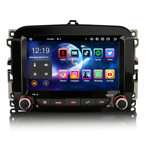 Erisin 7 Zoll 8-Kern 4GB RAM+64GB ROM Android 13 GPS Autoradio mit Navigation für FIAT 500L 2012-2019 Touchscreen Unterstützt Bluetooth 5.0 Wireless CarPlay Android Auto WiFi Dab+ RDS OBD2 Canbus von erisin