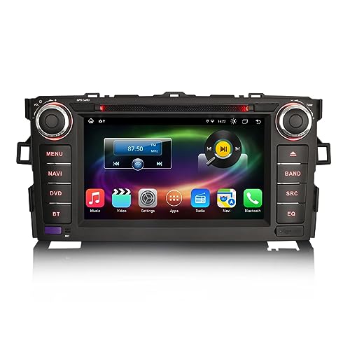 Erisin 7 Zoll 8-Kern 4GB RAM 64GB ROM Android 12 Autoradio Bluetooth GPS Navigation für Toyota Auris Unterstützt Wireless Carplay Android Auto WiFi DSP DAB+ OBD2 DVB-T2 DVR USB FM RDS CD Player von erisin