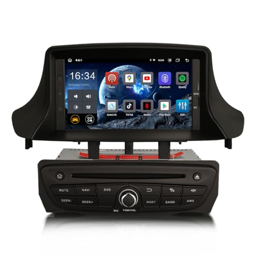 Erisin 7 Zoll 8-Kern 4GB RAM 64GB ROM Android 12 Autoradio CD Player mit GPS Navigation Für Renault Megane 3 Fluence Unterstützt CarPlay Android Auto DSP Bluetooth WiFi DAB+ OBD2 RDS SWC USB FM von erisin