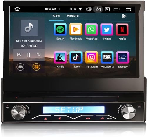 Erisin 7 Zoll 8-Kern Android 13 4GB+64GB Skalierbar 1Din Universal DVD Autoradio mit GPS Navi HD Touchscreen Integriertes Kabelloses CarPlay Android Auto Bluetooth DSP OBD2 TPMS DVB-T2 DAB+ WiFi USB von erisin