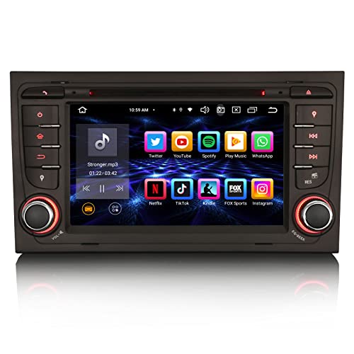 Erisin 7 Zoll 8-Kern Android 12 Autoradio mit GPS Navigation für Audi A4 S4 RS4 B9 B7 SEAT EXEO Unterstützt CarPlay Android Auto DSP Bluetooth DAB+ WiFi A2DP OBD2 DVD CD Player RDS 4GB+64GB von erisin