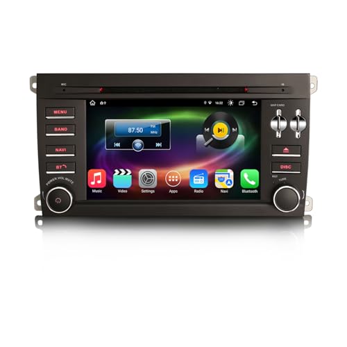 Erisin 7 Zoll 8-Kern Android 12 Autoradio mit GPS für Porsche Cayenne Unterstützt Kabellos CarPlay Android Auto DAB+ WiFi Bluetooth DSP RDS USB DVD CD SWC TPMS 4GB RAM+64GB ROM Touchscreen von erisin