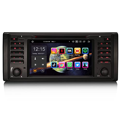 Erisin 7 Zoll 8-Kern 4GB+64GB Android 13 Autoradio Carplay mit GPS Navigation für BMW 5er E39 X5 E53 CD Player Bluetooth 5.0 Android Auto DSP DAB+ WiFi OBD2 FM RDS USB DVB-T2 Touchscreen Canbus SWC von erisin