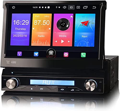 Erisin 7 Zoll Android 12 Abnehmbar 1Din Universal Autoradio mit GPS Navi HD Touchscreen Integriertes kabelloses CarPlay Bluetooth Android Auto DSP OBD2 TPMS DVB-T2 DAB+ Mirror Link WiFi USB 2GB+32GB von erisin