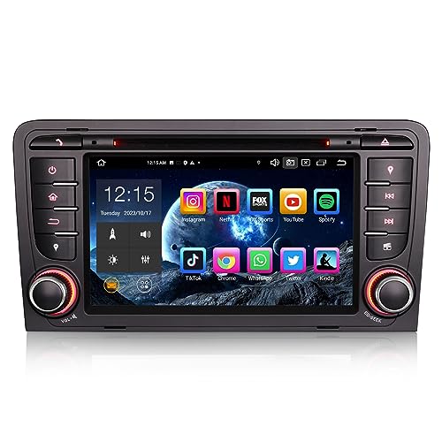 Erisin 7 Zoll Android 12 Autoradio Bluetooth mit GPS Navigation Für Audi A3 S3 RS3 RNSE-PU Unterstützt CarPlay Wireless Android Auto DSP WiFi DAB+ CD FM RDS USB DVB-T2【8-Kern 4GB RAM 64GB ROM】 von erisin